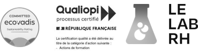 Logo de la certification Qualiopi pour l'organisme de formation ACANT Badge de notation RSE EcoVadis obtenu par le cabinet ACANT Logo officiel Le Lab RH de l'écosystème d'innovation managériale ACANT